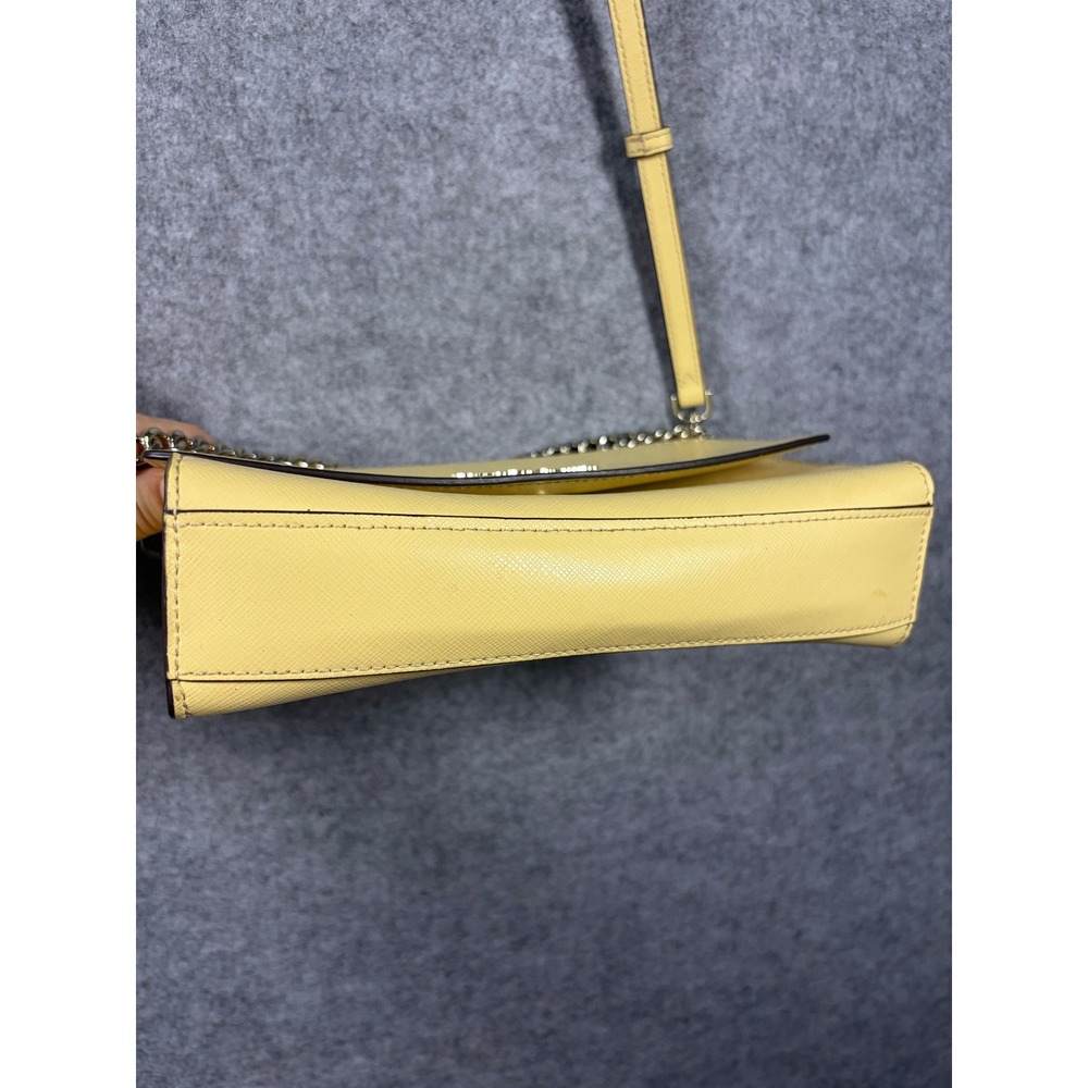 Kate Spade Yellow Saffiano Leather Crossbody Bag with Chain Detail and Strap - Picture 10 of 10